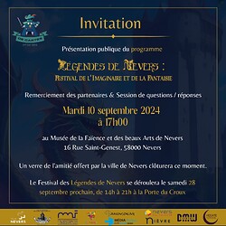 Invitation présentation publique Légendes de Nevers